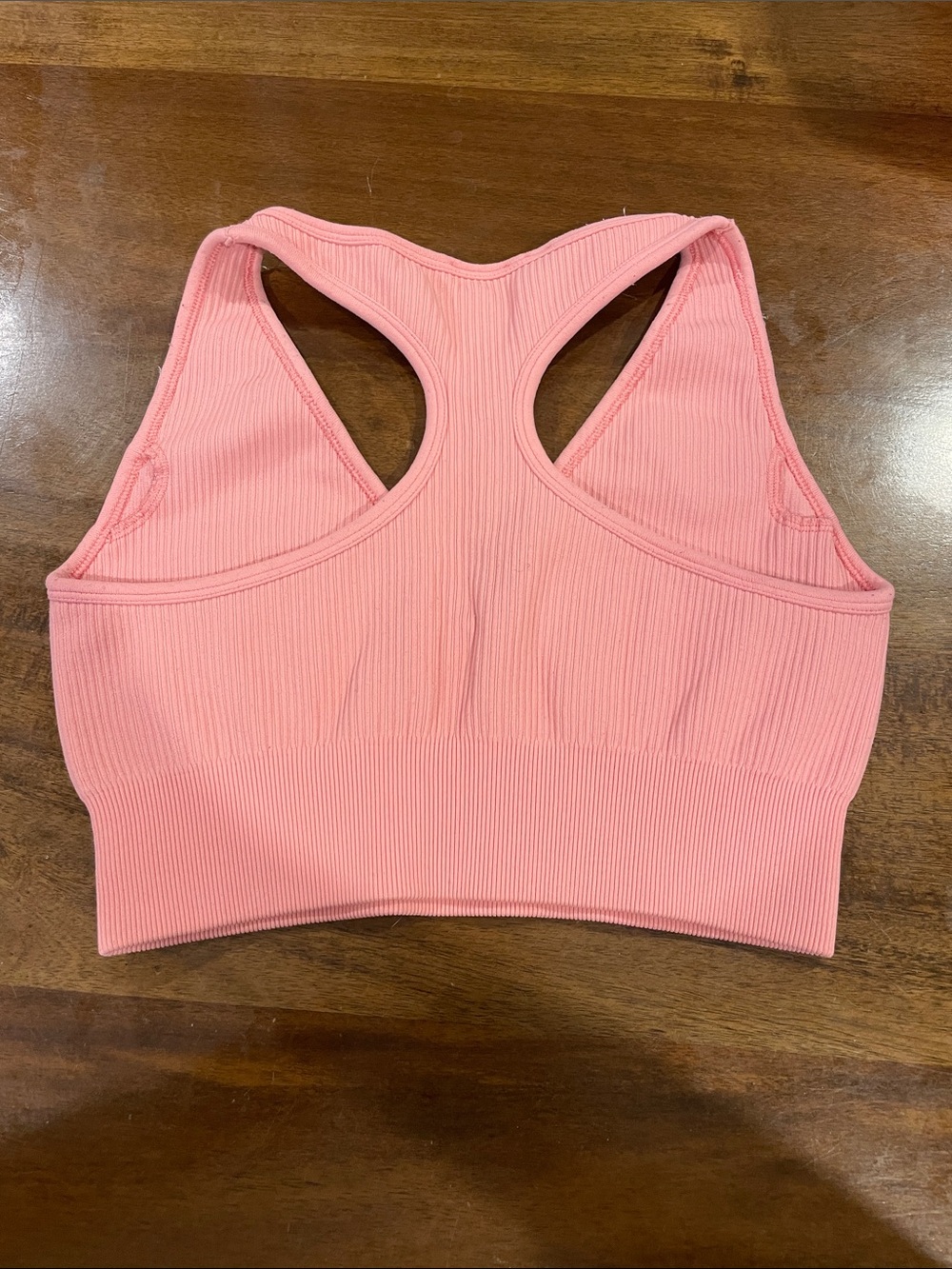 BO+TEE Pink Ribbed V-Neck Racerback Sports Bra - Picture 2 of 2